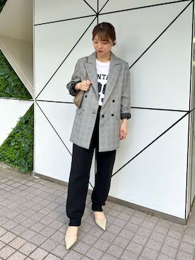 「アイテム（テーラードジャケット）」を使った、髙橋さん（レディース・158cm）の夏コーディネート