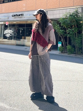 「HARE（ハレ）のHAREロゴヴィンテージカットソー(HARE)（Tシャツ/カットソー、グレー系）」を使った、Dさん（メンズ）の春コーディネート