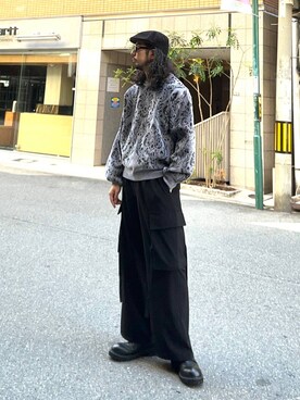 「HARE（ハレ）のダマスクガラモールニットプルオーバー(HARE)（ニット/セーター）」を使った、Dさん（メンズ・176cm）の秋コーディネート
