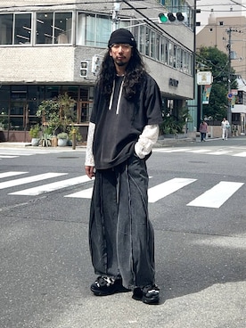 「HARE（ハレ）のアイテム（トップス）」を使った、Dさん（メンズ・176cm）の春コーディネート