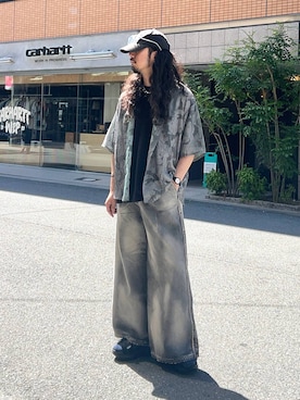 「HARE（ハレ）のビルディングソールサンダル(HARE)（サンダル、ブラック系）」を使った、Dさん（メンズ）の春コーディネート