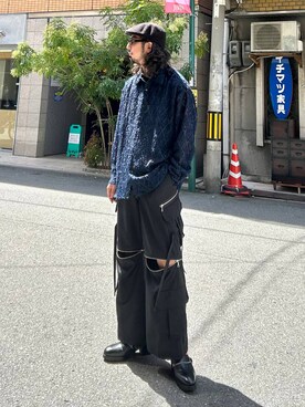 「HARE（ハレ）の2WAY-ZIPカーゴパンツ(HARE)（カーゴパンツ）」を使った、Dさん（メンズ・176cm）の夏コーディネート