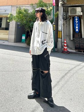 「HARE（ハレ）の2WAY-ZIPカーゴパンツ(HARE)（カーゴパンツ）」を使った、Dさん（メンズ・176cm）の夏コーディネート