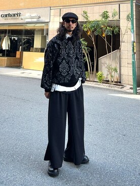 「HARE（ハレ）のダマスクガラモールニットプルオーバー(HARE)（ニット/セーター）」を使った、Dさん（メンズ・176cm）の秋コーディネート