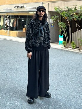 「HARE（ハレ）のダマスクガラモールニットプルオーバー(HARE)（ニット/セーター）」を使った、Dさん（メンズ・176cm）の秋コーディネート