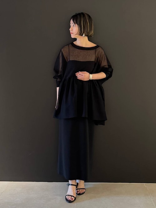 ＊新品未使用 カレンソロジー ストレッチタイトスカート ブラック Curensology（カレンソロジー） スカート /ストレッチタイトスカート