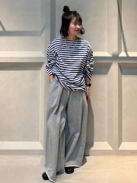 「新作」｜「アイテム（スウェットパンツ）」を使った、伊藤美咲さん（レディース・146cm）の冬コーディネート
