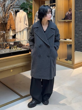 「Curensology（カレンソロジー）のCurensology(カレンソロジー)/メルトンPコート（ピーコート）」を使った、伊藤美咲さん（レディース・146cm）の秋コーディネート