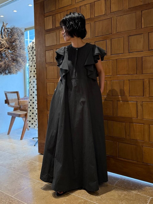 Curensology ポプリンラッフルワンピース　ブラック Curensology｜ポプリンラッフルワンピース | Rakuten Fashion