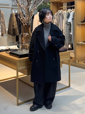 「Curensology（カレンソロジー）のCurensology(カレンソロジー)/メルトンPコート（ピーコート）」を使った、伊藤美咲さん（レディース・146cm）の秋コーディネート