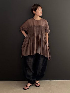 「Curensology（カレンソロジー）のCurensology(カレンソロジー)/＜ＣＳＧ＞スモールオーバルピアス（ピアス（両耳用）、ゴールド系）」を使った、伊藤美咲さん（レディース・146cm）の夏コーディネート