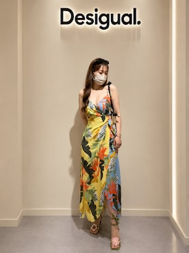 「Desigual（デシグアル）の24SWMW13/9019 S（ワンピース/ドレス、イエロー系）」を使った、Desigual りんくう STAFFさん（レディース・168cm）の春コーディネート