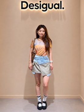 「Desigual（デシグアル）のアイテム」を使った、Desigual りんくう STAFFさん（レディース・168cm）の夏コーディネート