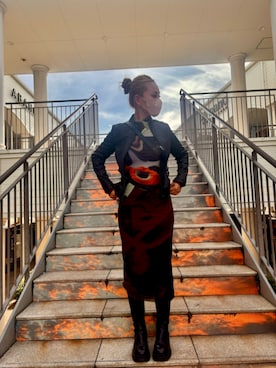 「アイテム（ライダースジャケット）」を使った、Desigual りんくう STAFFさん（レディース・165cm）の秋コーディネート