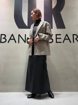 「レザースカート」｜「アイテム（その他アウター）」を使った、和さん（レディース・161cm）の秋コーディネート