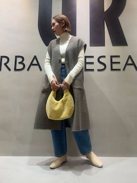 「ロングジレ」｜「アイテム（その他アウター）」を使った、和さん（レディース・161cm）の秋コーディネート