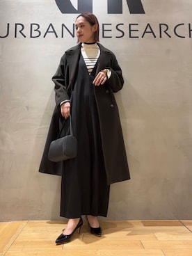 「アイテム（チェスターコート、グリーン系）」を使った、和さん（レディース・161cm）の秋コーディネート