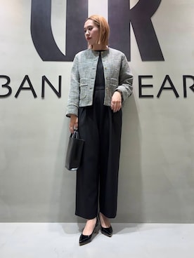 「URBAN RESEARCH（アーバンリサーチ）のアイテム（ノーカラージャケット）」を使った、和さん（レディース・161cm）の冬コーディネート