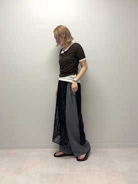 「URBAN RESEARCH DOORS（アーバンリサーチドアーズ）のOOFOS　OORIGINAL+（サンダル、ブラック系）」を使った、和さん（レディース・161cm）の夏コーディネート