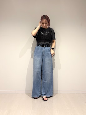 「URBAN RESEARCH DOORS（アーバンリサーチドアーズ）のアンクルストラップフラットサンダル（サンダル、ブラック系）」を使った、和さん（レディース・161cm）の春コーディネート