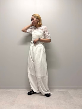 「オールホワイト」｜「アイテム（サロペット/オーバーオール）」を使った、和さん（レディース・161cm）の夏コーディネート
