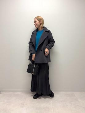 「アイテム（ピーコート）」を使った、和さん（レディース・161cm）の秋コーディネート