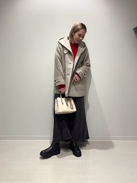 「アイテム（その他アウター、ベージュ系）」を使った、和さん（レディース・161cm）の冬コーディネート