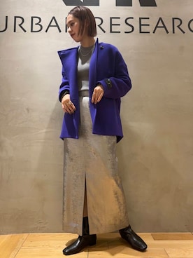 「アイテム（ノーカラーコート）」を使った、和さん（レディース・161cm）の秋コーディネート