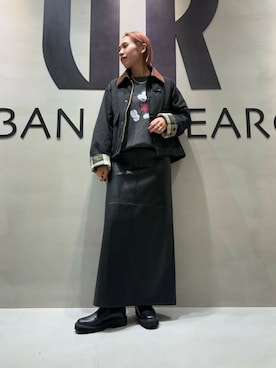 「レザースカート」｜「アイテム（その他アウター）」を使った、和さん（レディース・161cm）の秋コーディネート