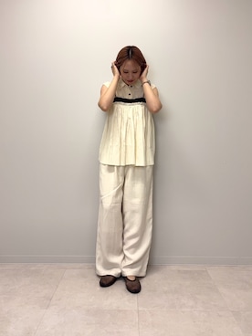 「KBF（ケイビーエフ）のバイカラークリンクルビスチェ（その他トップス、ホワイト系）」を使った、和さん（レディース・161cm）の春コーディネート