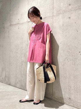「URBAN RESEARCH Sonny Label（アーバンリサーチサニーレーベル）のアイテム」を使った、香織さん（レディース・154cm）の夏コーディネート
