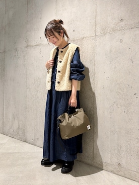 「URBAN RESEARCH Sonny Label（アーバンリサーチサニーレーベル）のアイテム（ワンピース）」を使った、香織さん（レディース・154cm）の秋コーディネート