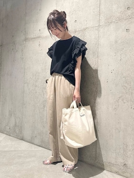 「アイテム（Tシャツ/カットソー）」を使った、香織さん（レディース・154cm）の夏コーディネート