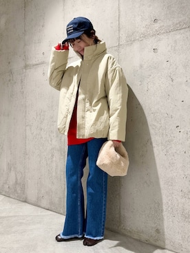 「クリスマス」｜「アイテム（キャップ）」を使った、香織さん（レディース・154cm）の冬コーディネート