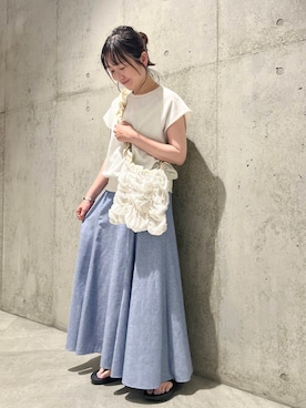 「アイテム（スウェット）」を使った、香織さん（レディース・154cm）の夏コーディネート