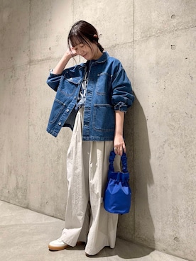 「URBAN RESEARCH Sonny Label（アーバンリサーチサニーレーベル）のアイテム（デニムジャケット）」を使った、香織さん（レディース・154cm）の春コーディネート