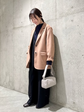 「コート」｜「アイテム（オールインワン・サロペット）」を使った、香織さん（レディース・154cm）の秋コーディネート