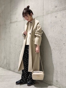 「アイテム（ステンカラーコート）」を使った、香織さん（レディース・154cm）の冬コーディネート