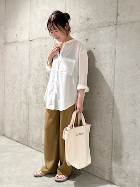 「URBAN RESEARCH DOORS（アーバンリサーチドアーズ）の『UVカット/接触冷感/吸水速乾』ドライタッチリラックスパンツ（その他パンツ）」を使った、香織さん（レディース・154cm）の夏コーディネート