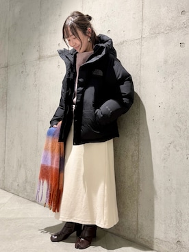 「アイテム（マフラー）」を使った、香織さん（レディース・154cm）の秋コーディネート