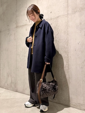 「アイテム（ステンカラーコート）」を使った、香織さん（レディース・154cm）の秋コーディネート