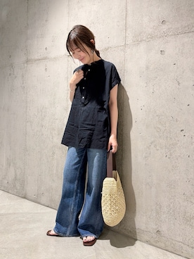 「Healthy denim（ヘルシーデニム）のアイテム（デニムパンツ）」を使った、香織さん（レディース・154cm）の夏コーディネート