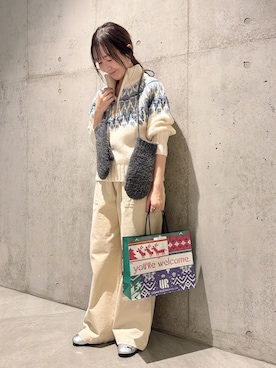 「アイテム（手袋）」を使った、香織さん（レディース・154cm）の冬コーディネート