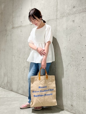 「Moname（モナーム）のアイテム（パンツ）」を使った、香織さん（レディース・154cm）の夏コーディネート