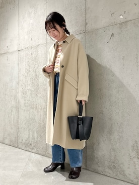 「URBAN RESEARCH（アーバンリサーチ）のアイテム（ステンカラーコート）」を使った、香織さん（レディース・154cm）の秋コーディネート