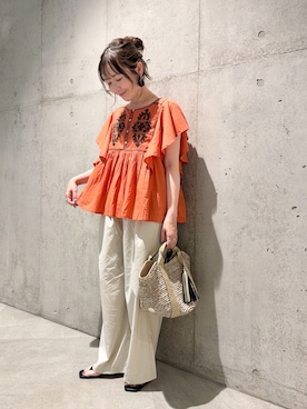「URBAN RESEARCH Sonny Label（アーバンリサーチサニーレーベル）のアイテム」を使った、香織さん（レディース・154cm）の夏コーディネート
