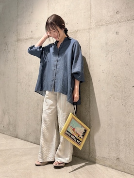 「URBAN RESEARCH Sonny Label（アーバンリサーチサニーレーベル）のシアーデニムシャツ（シャツ/ブラウス、ブルー系）」を使った、香織さん（レディース・154cm）の春コーディネート