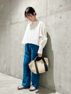 「URBAN RESEARCH（アーバンリサーチ）のコットンボイルショートフレアシャツ（シャツ/ブラウス）」を使った、香織さん（レディース・154cm）の春コーディネート