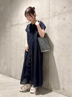 「アイテム（トートバッグ）」を使った、香織さん（レディース・154cm）の夏コーディネート