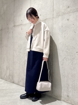 「URBAN RESEARCH Sonny Label（アーバンリサーチサニーレーベル）のストレッチメルトンカーディガン（カーディガン/ボレロ）」を使った、香織さん（レディース・154cm）の秋コーディネート